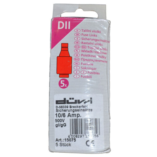 Düwi Diazed Sicherungseinsatz Diazed 10/6A , DII E27, 5 Stück