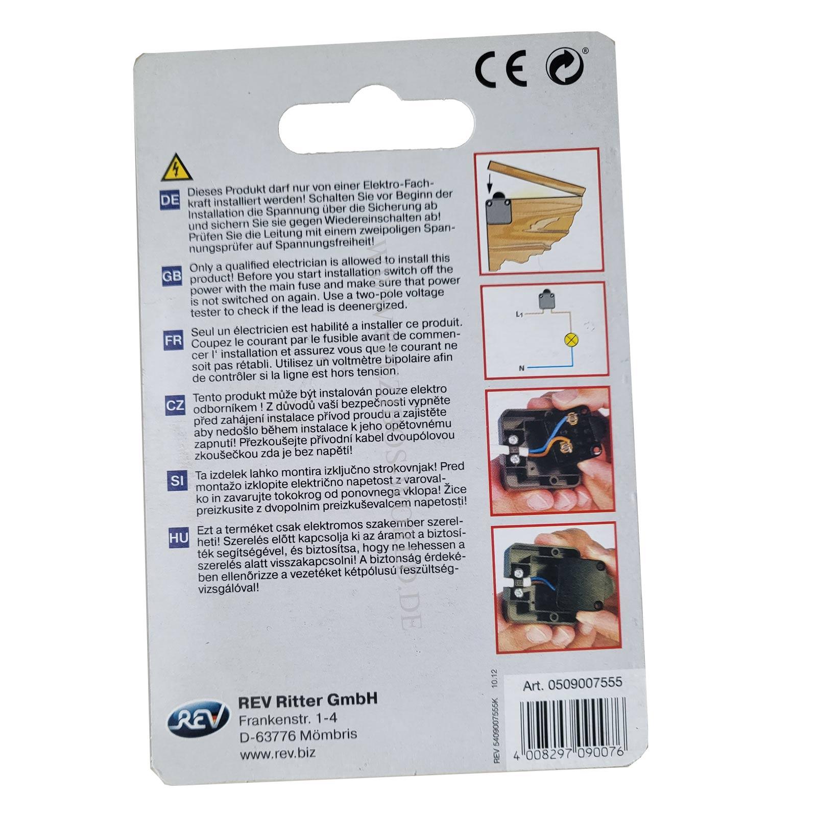 2x Einbau Geräte Netz Taster Einbautaster Drucktaster 230V 1A 1-Pol